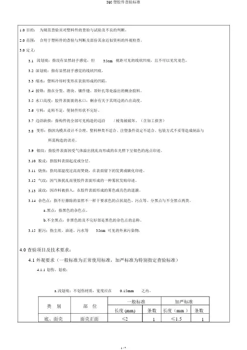 IQC塑胶件检验标准