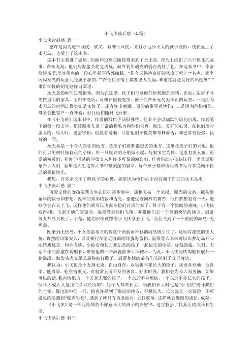 小飞侠读后感(4篇)