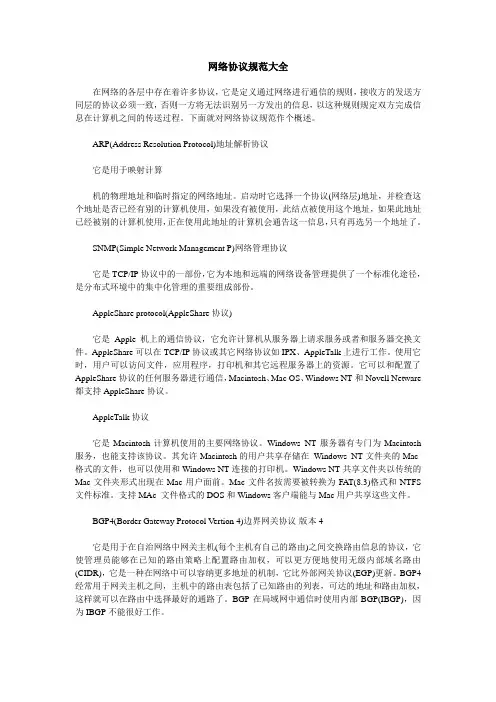 网络协议规范大全