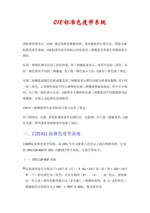 CIE标准色度学系统