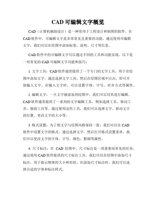 CAD可编辑文字概览