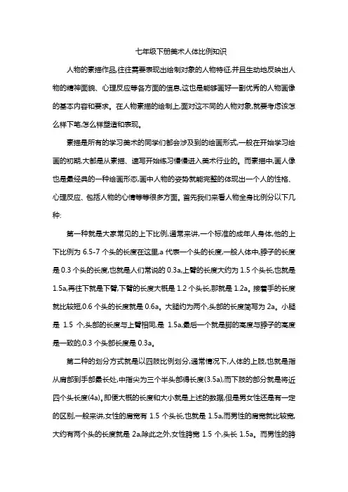 七年级下册美术人体比例知识
