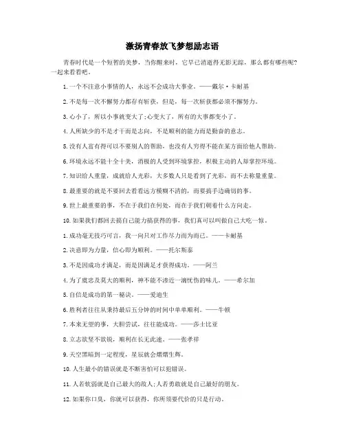激扬青春放飞梦想励志语