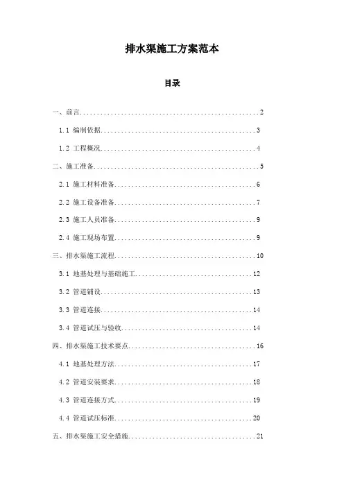 排水渠施工方案范本