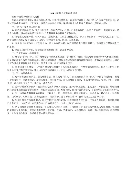 2019年党性分析和自我剖析