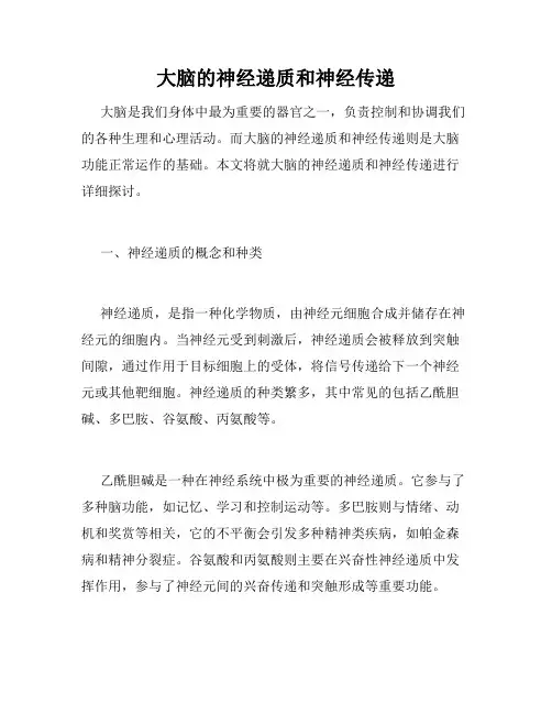 大脑的神经递质和神经传递