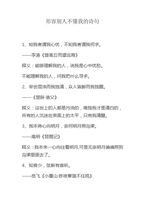 形容别人不懂我的诗句