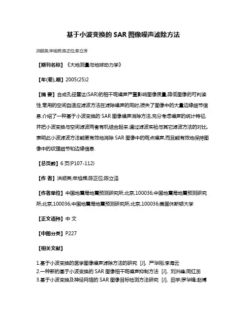 基于小波变换的SAR图像噪声滤除方法