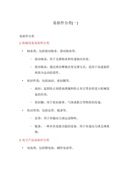 易损件分类(一)