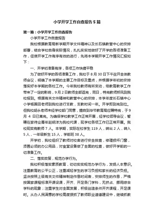 小学开学工作自查报告5篇