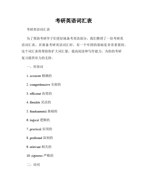  考研英语词汇表