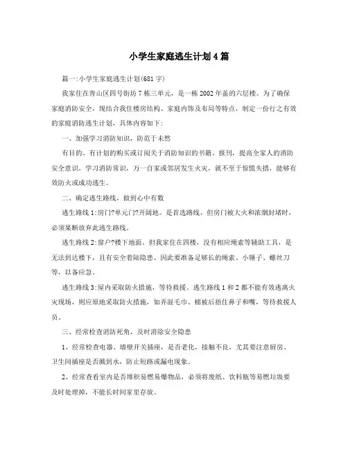 小学生家庭逃生计划4篇