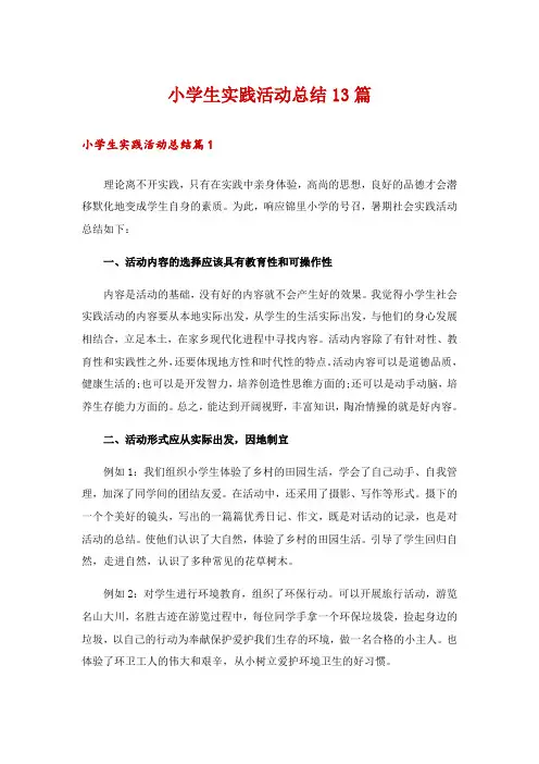 小学生实践活动总结13篇