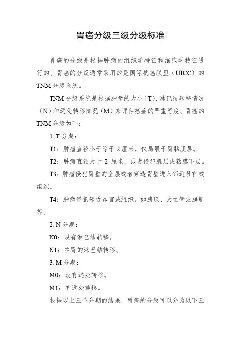 胃癌分级三级分级标准