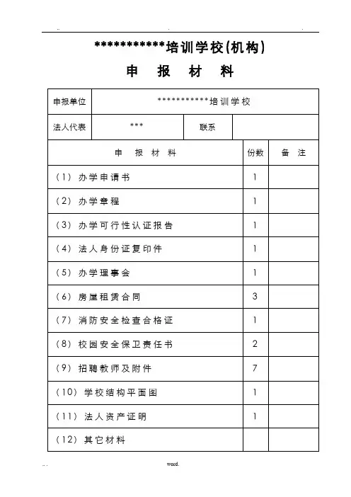 文化培训学校机构申办材料