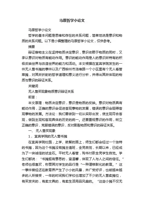 马原哲学小论文