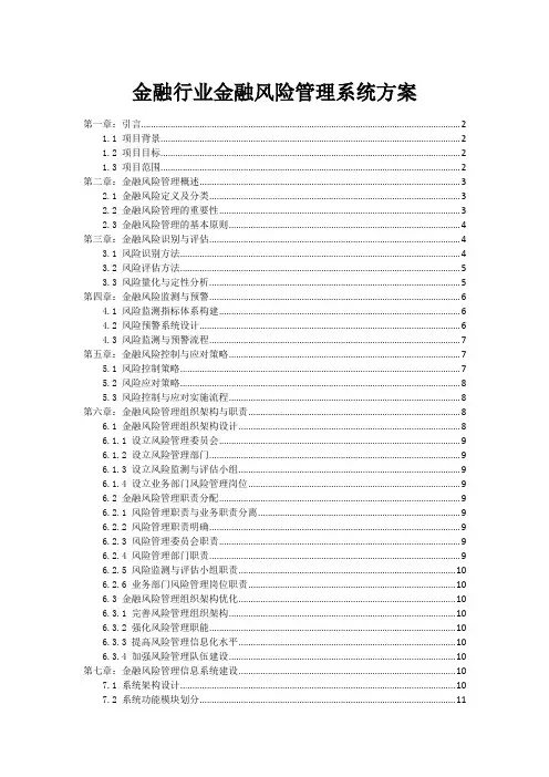 金融行业金融风险管理系统方案