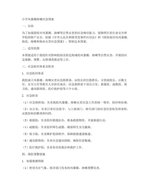 小学风暴潮海啸应急预案
