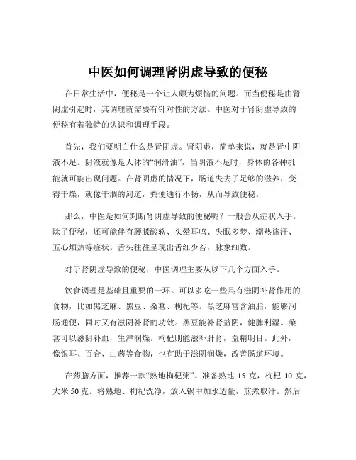中医如何调理肾阴虚导致的便秘