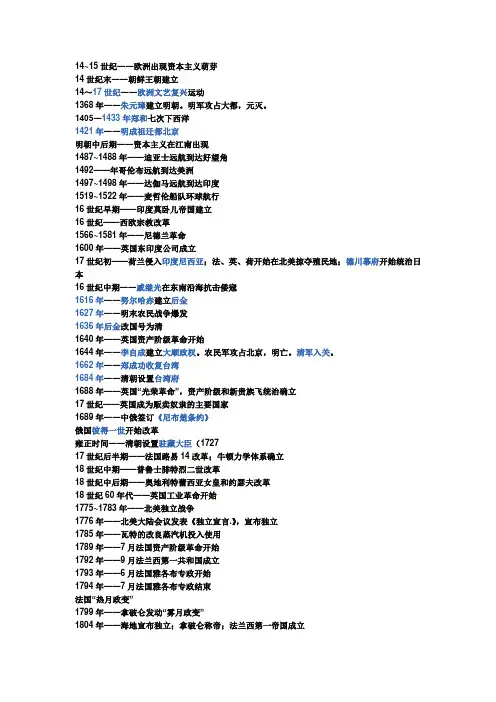 高中历史 年表