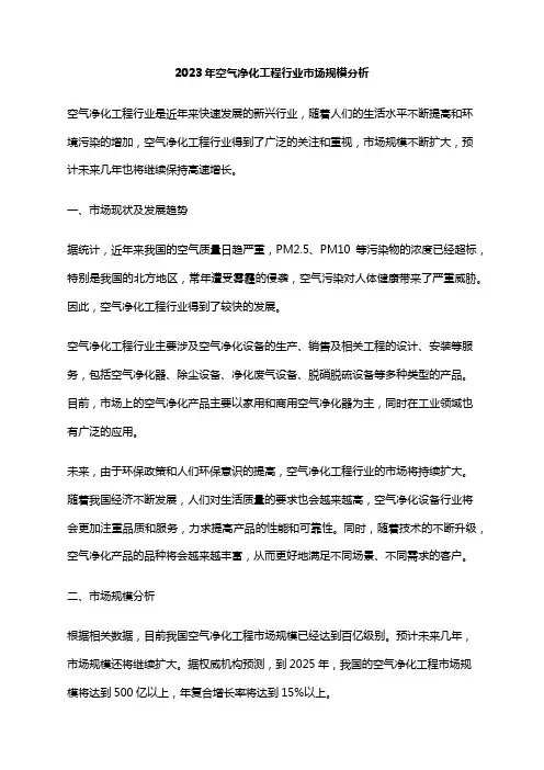 2023年空气净化工程行业市场规模分析