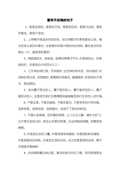 爱你不后悔的句子