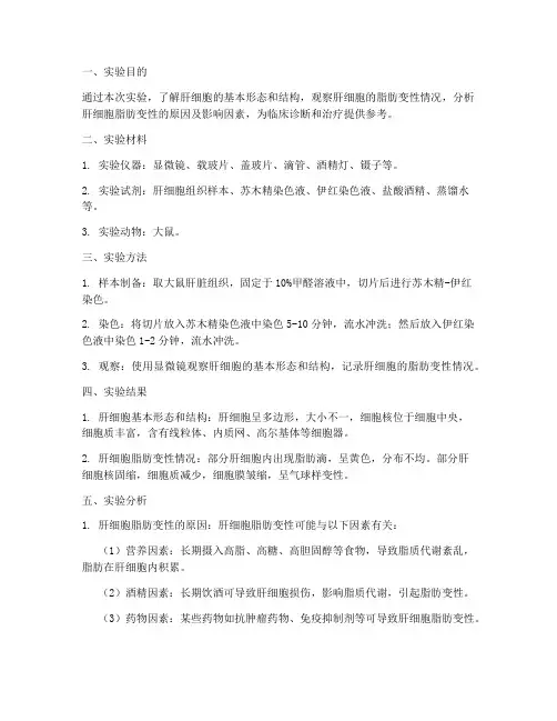 肝细胞观察实验报告