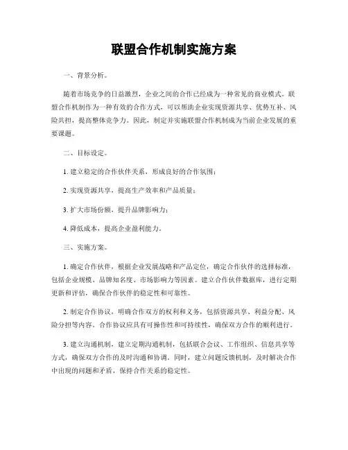 联盟合作机制实施方案