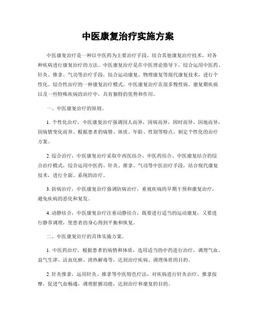 中医康复治疗实施方案