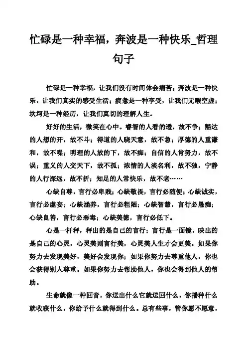 忙碌是一种幸福，奔波是一种快乐_哲理句子