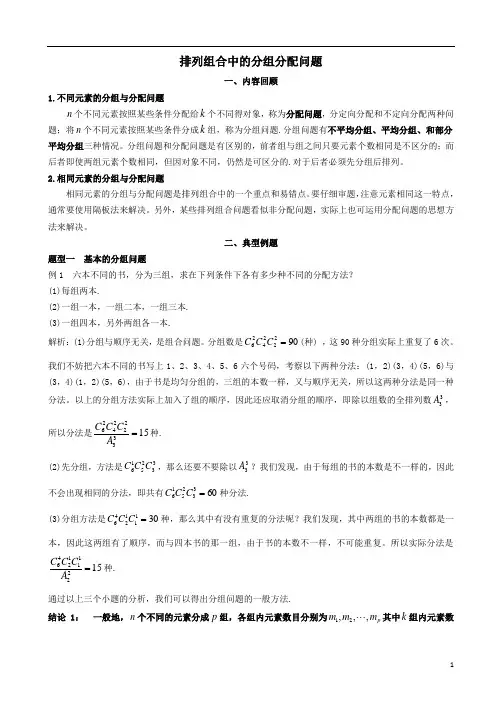 微专题   排列组合中的分组分配问题