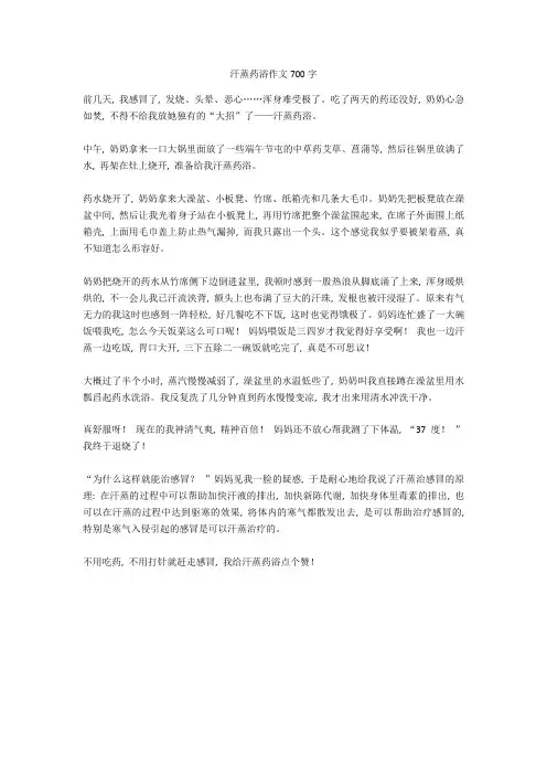 汗蒸药浴作文700字高分作文