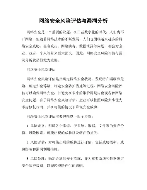 网络安全风险评估与漏洞分析
