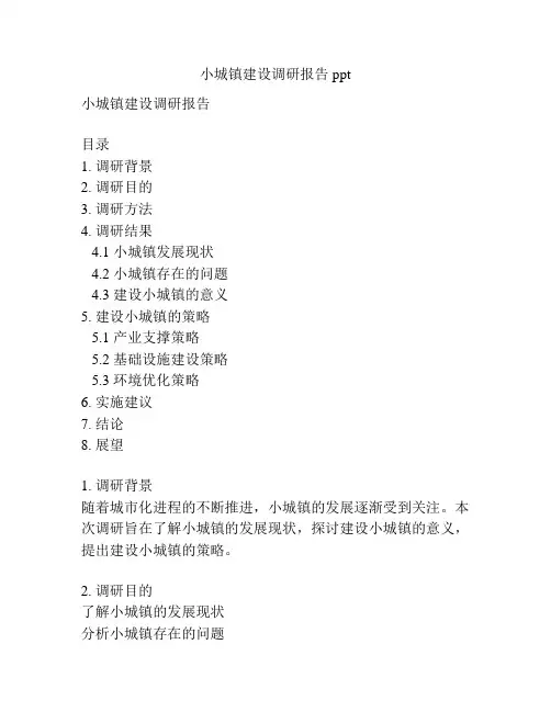 小城镇建设调研报告ppt