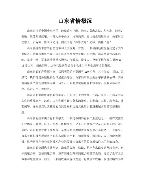 山东省情概况