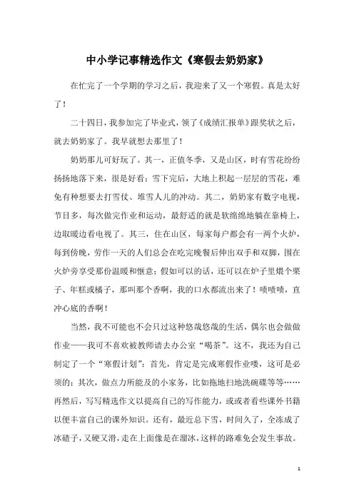 中小学记事精选作文《寒假去奶奶家》
