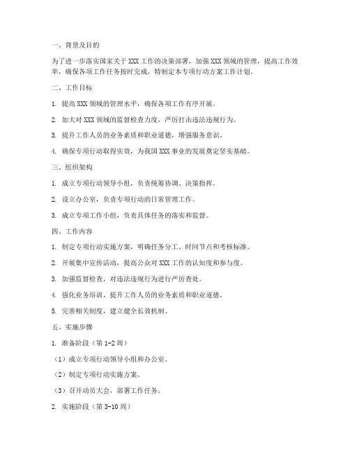 专项行动方案工作计划