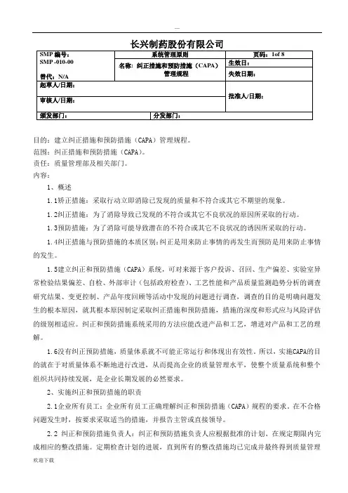 CAPA管理程序