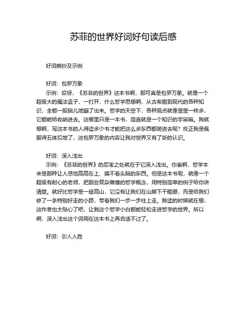 苏菲的世界好词好句读后感