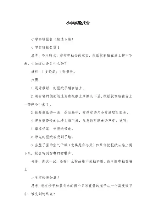小学实验报告