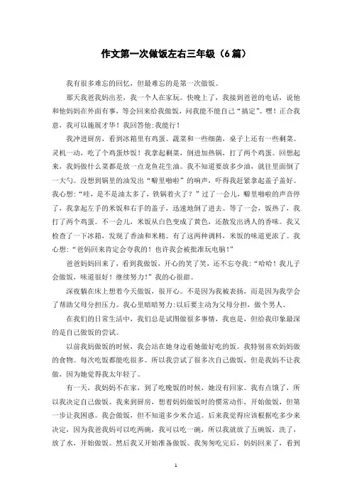 作文第一次做饭左右三年级(6篇)