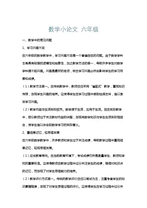 数学小论文六年级