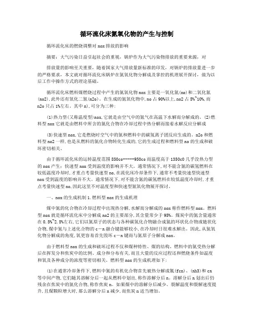 循环流化床氮氧化物的产生与控制