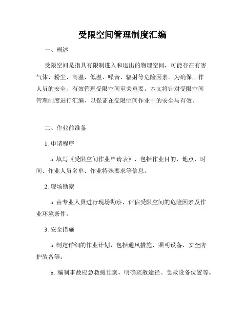受限空间管理制度汇编
