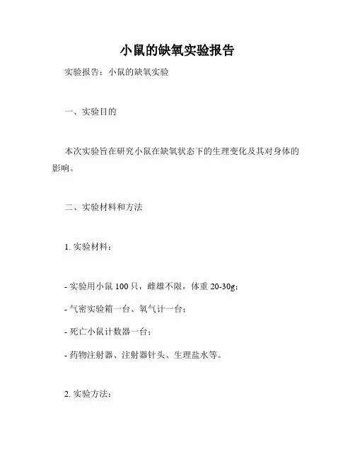 小鼠的缺氧实验报告