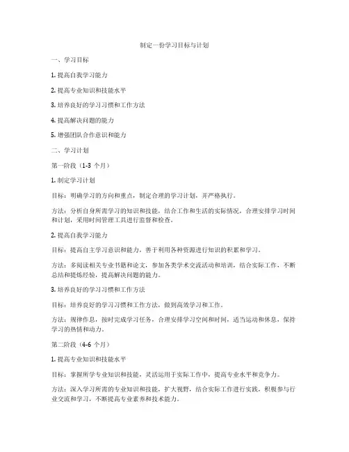 制定一份学习目标与计划