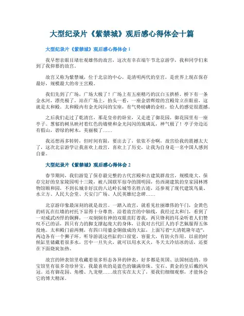 大型纪录片《紫禁城》观后感心得体会十篇