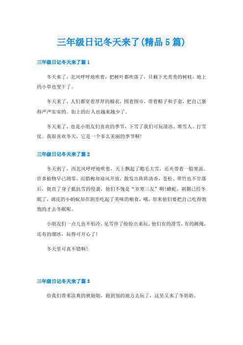 三年级日记冬天来了(精品5篇)