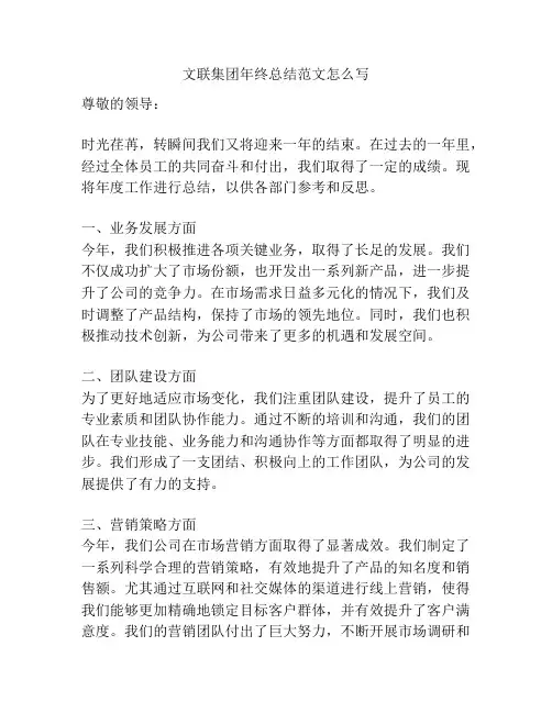 文联集团年终总结范文怎么写