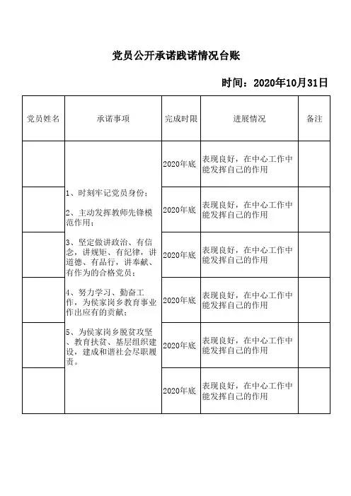 党员公开承诺践诺情况台账
